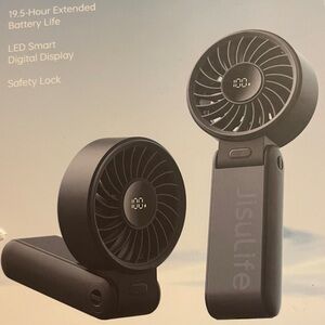 Handheld Fan Rechargeable 5 Speed Foldable 3 in 1 by JisuLife Black New in Box